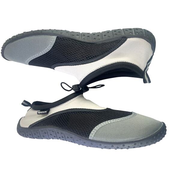Rockin Mens Water Shoe Neoprene Mesh Black Grey White Toggle Adjust NWOT Size 11 - Picture 10 of 11